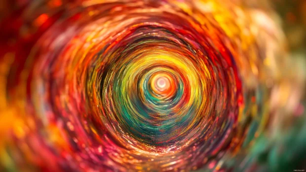 Trippy moving tunnel of color pulses and glowing lines spinning inward through the screen.