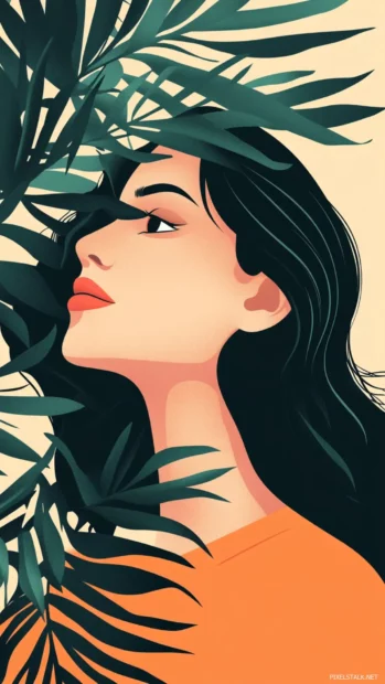 Tropical leaves and palm patterns blending into Summer phone Wallpapers for an exotic feel.