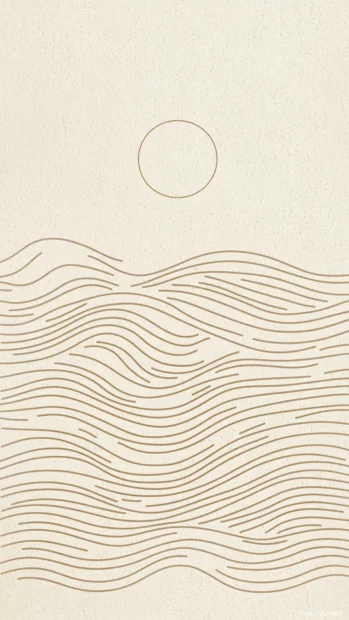 Typographic Stay Groovy with wavy outlines on beige field.