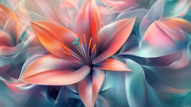 Ultra detailed Lilies with gentle tones and depth, Elegant flower background for PC.