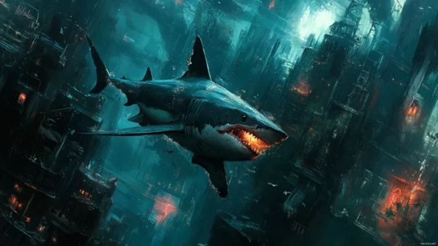 Underwater predator art featured in shark desktop wallpapers resolution.