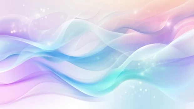 Vector illustration, softly glowing neon waves blending pastel tones of blue, purple, and pink.