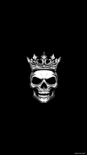 Vector logo of a skull with a crown, in the style of Luis Ricardo Falero.