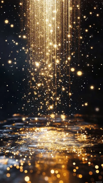 Vertical river of sparkling stars flowing downward.