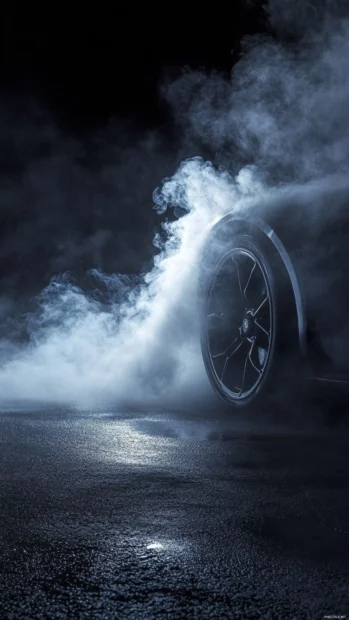 Vertical wallpaper showing Aventador tire smoke curling through night air.