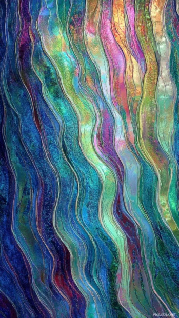 Vertical waves of iridescent light sweeping smoothly.