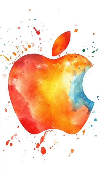 Vibrant Apple logo designed with watercolor splashes.