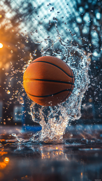 Vibrant Cool Basketball phone Wallpapers with sunset court background and dynamic motion blur.