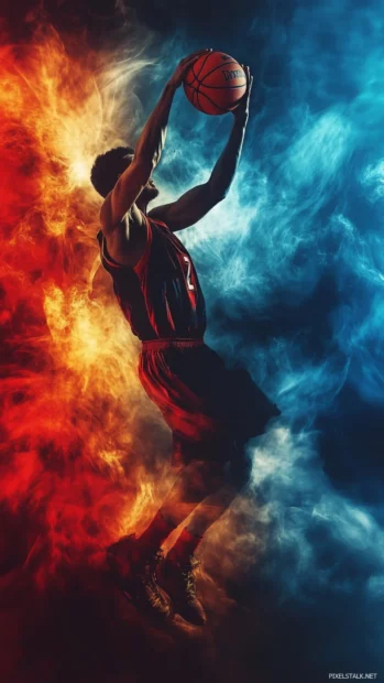 Vibrant basketball wallpapers HD showcasing a player spinning the ball on one finger.