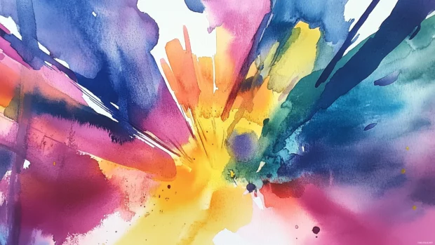 Vibrant colorful watercolor background with a mix of bright hues.
