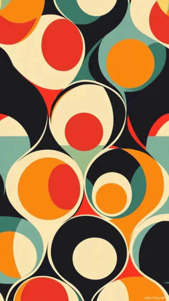 Vibrant retro wallpaper HD for desktop in mod pattern and electric colors.
