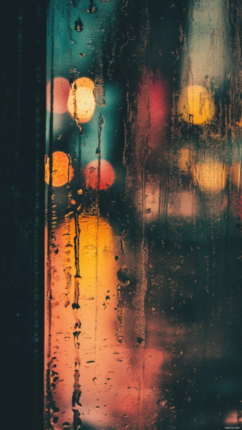 Vintage Android lock screen wallpapers inspired by cyberpunk street reflections in rain.