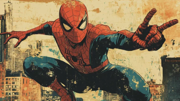 Vintage Spider Man poster style background art.