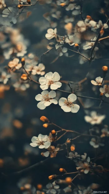 Vintage floral pattern lock screen wallpaper for iPhone with muted tones.