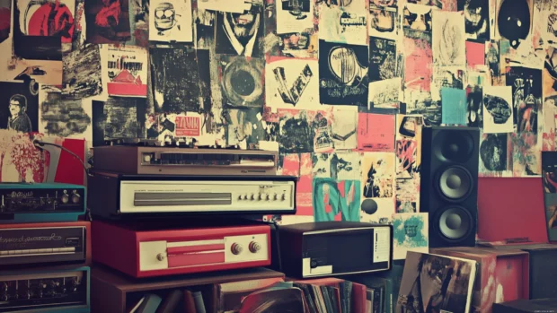 Vintage graffiti wallpapers combining calligraphy and retro pop art.