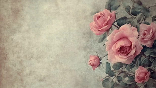 Vintage roses background, Vintage bouquet of Pretty Roses on linen cloth.