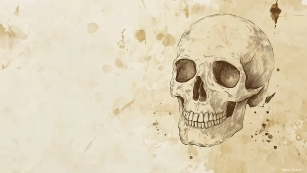 Vintage skull desktop wallpapers HD in parchment tones and faded ink.