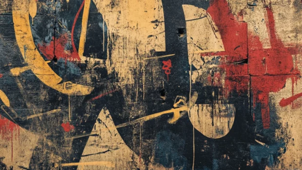 Vintage style graffiti with paper texture background and distressed ink.