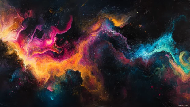 Vortex of dark neon flowing into endless space.