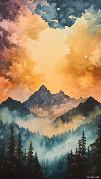 Wandering through endless watercolor clouds above misty mountains.