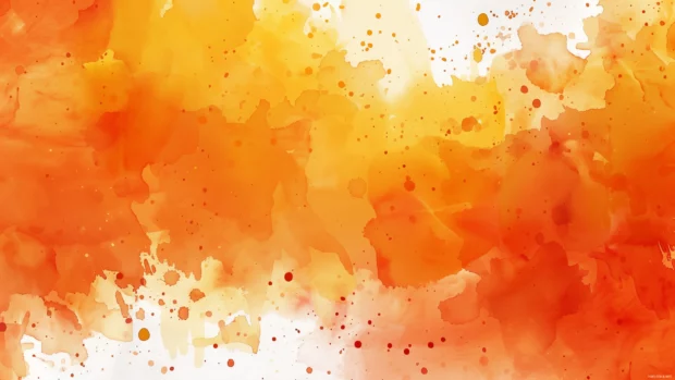 Warm orange watercolor background with vibrant hues.