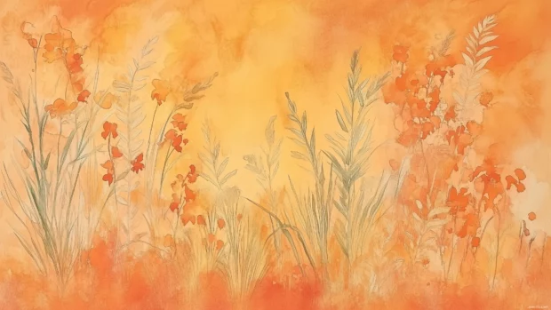 Warm orange watercolor background with vibrant, rich hues.