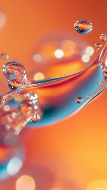 Water droplets on a glass surface with soft focus behind.