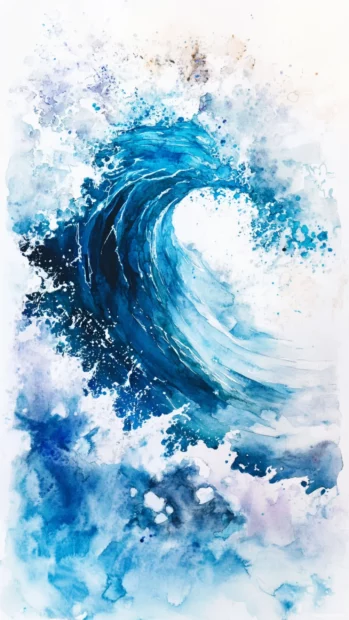 Watercolor ink blending in moving waves of color.