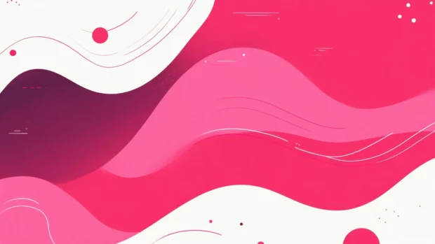Waves of pink and white shapes flow into a clean background.