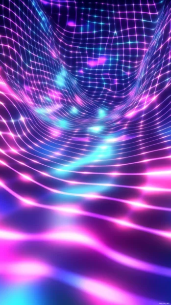 Wavy checkerboard dimension with electric gradients, best Aesthetic Trippy Wallpapers for phone screens.
