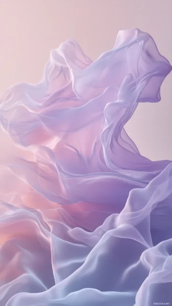 Wavy ghost forms create a hypnotic motion illusion across a muted gradient.