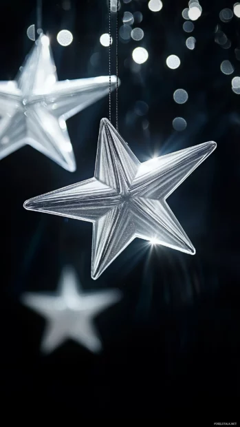 White stars in various sizes, scattered across a pitch black background, with a subtle glow effect, creating a minimalist yet captivating look.
