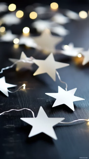 White stars various sizes, pitch black background scattered, subtle glow, minimalist captivating look.