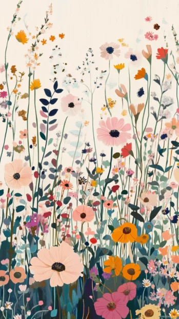 Wild Pretty Flower filling endless open fields inspired by Wildflower field wallpaper.
