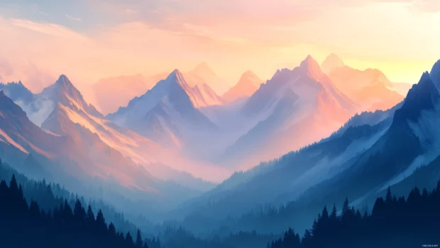 Windows 10 lock screen wallpaper 4K featuring serene mountain landscapes with soft morning light.