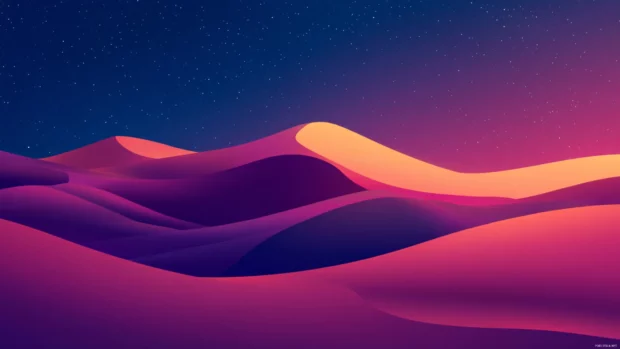 Windows 10 lock screen wallpaper 4K with a minimalist desert landscape under a starry sky.