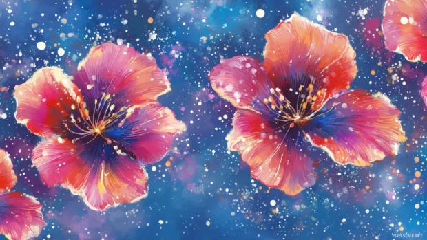 With a variety of vibrant colors, a blooming floral watercolor background.