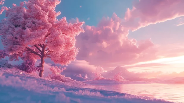 light aesthetic background for PC, dreamy tones, highly detailed scene.