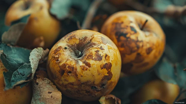 macro shot rotten apples 4K.