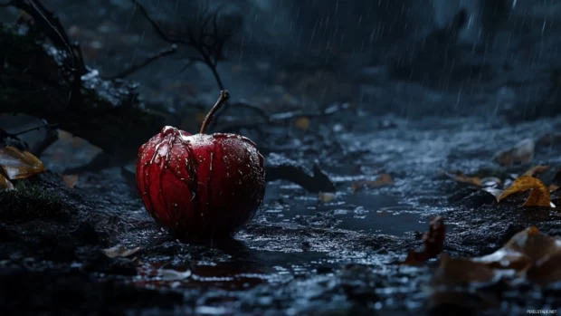 moody rotten apple scene.