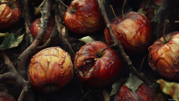 realistic rotten apples wallpaper.