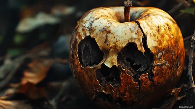 rotten apple closeup wallpaper.