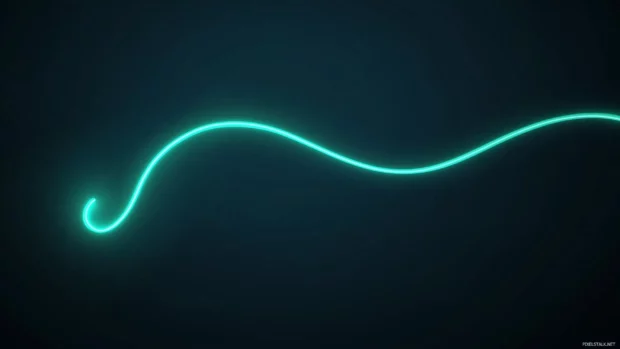 single glowing neon line tracing smooth curves across a dark background.