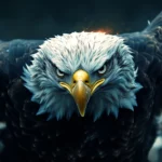 4K American eagle wallpaper showing the eagle in ultra crisp detail with glowing light flaring through wings.