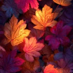 4K fall vibes wallpaper showing high resolution tapestry of glowing autumn leaves.