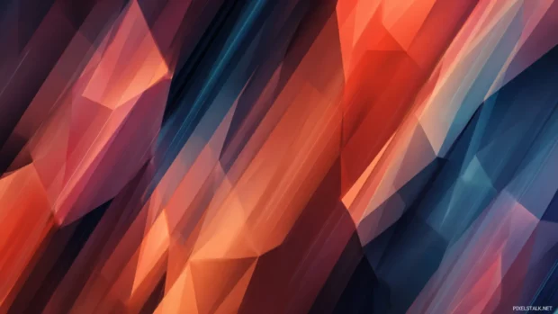 4k geometric desktop wallpaper combining sharp triangular facets with warm coral and navy color streaks.