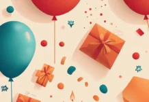 A birthday wallpaper featuring a collection of aesthetic illustrations including balloons, cakes, and gifts.