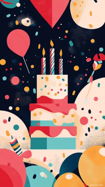 A birthday wallpaper with aesthetic patterns and designs forming a harmonious background.