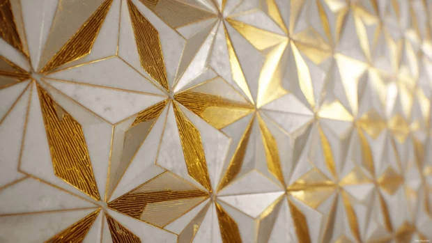 A clean and modern geometric style enriched with radiant gold and fine spacing.