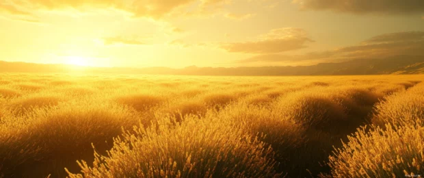 A dreamy lavender field stretching to the horizon bathed in golden light at 3440x1440 ultra wide.
